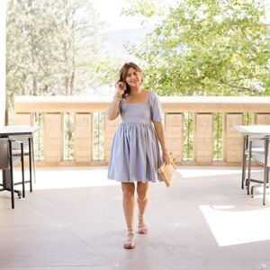 Smash + Tess/ Jillian Harris Collab Soft Powder Blue dress with puff sleeves
